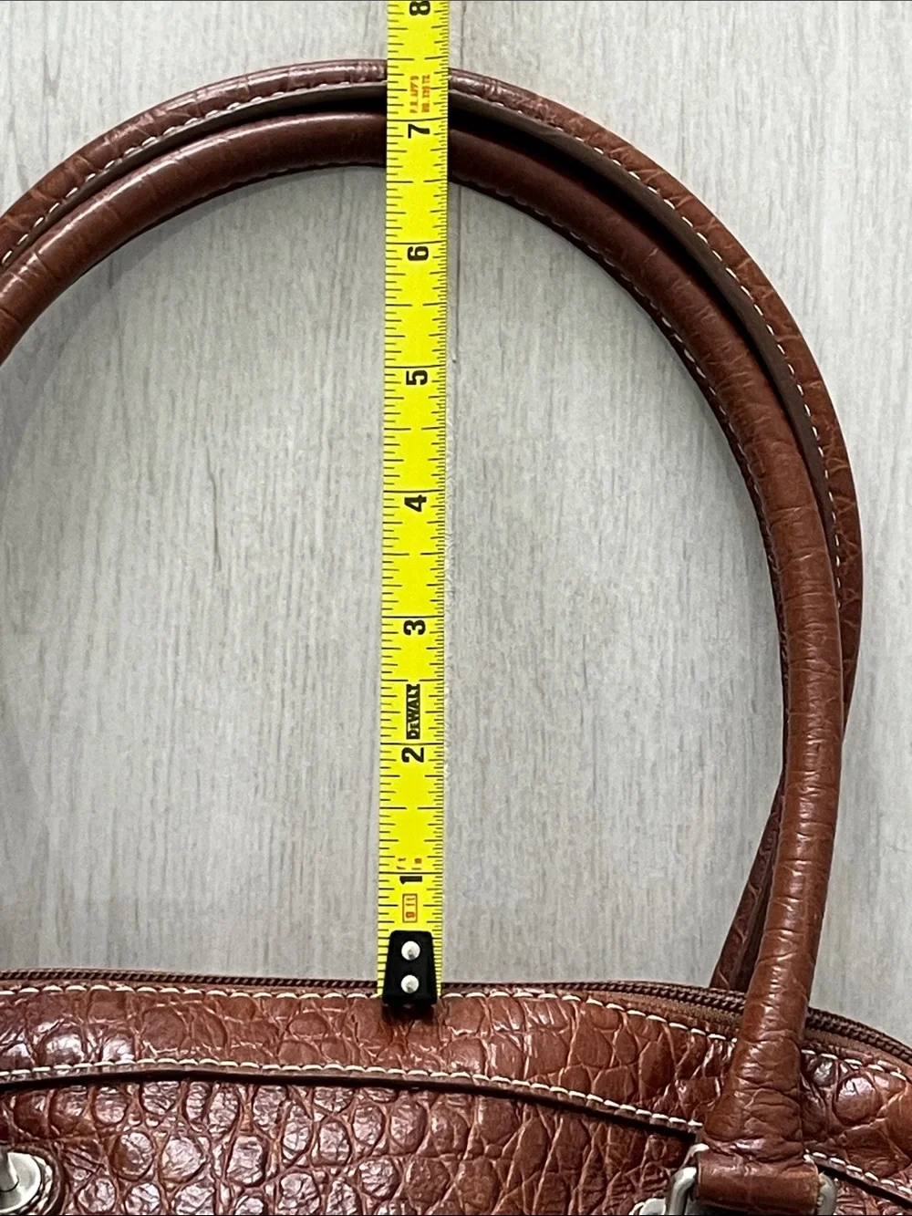 Brown Croc-Embossed Leather Top-Handle Bag from Talbots